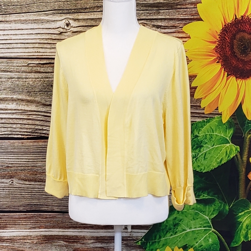CJ Banks open short women's yellow sweater